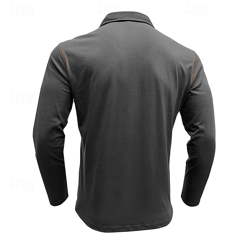 Herren Golfhemd Golfpolo Arbeit Casual Kargen Langarm Basic Modern Farbblock Patchwork Taste Frühling & Herbst Regular Fit Wein Schwarz Armeegrün Königliches Blau Dunkelgrau Braun Golfhemd 2025 - $21.99 –P6