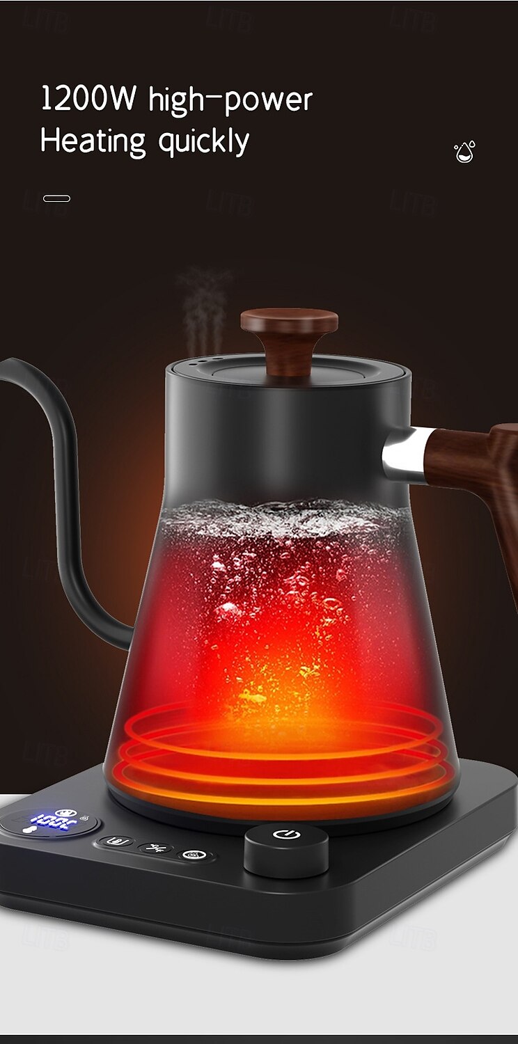 Electric Gooseneck Kettle Fast Water Boiler Stainless Steel Inner Temperature Control LCD Display Auto Shut Off 0.9L Pour Over Coffee and Tea Kettle 2025 - $77.99 –P2