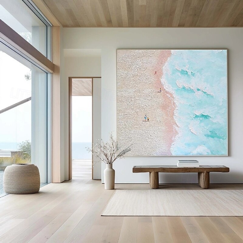 roze zeegezicht schilderen handgemaakte zeegezicht kunst impasto olieverfschilderij board wave olieverf strand olieverf hand geschilderd kunstwerk landschap olieverfschilderijen 2025 - $116.99 –P1