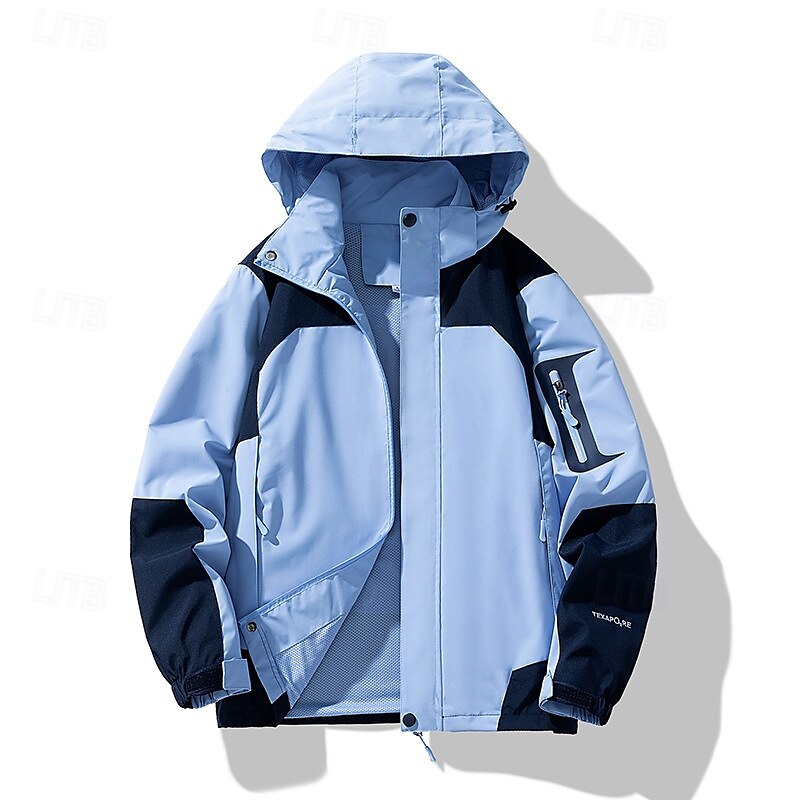 Herren Soft Shell Jacke Wanderjacke Draussen Patchwork Windundurchlässig Wasserdicht Windbreaker-Jacke Reisen Schwarz Königsblau Himmelblau Beige Grau 2025 - $30.39 –P5