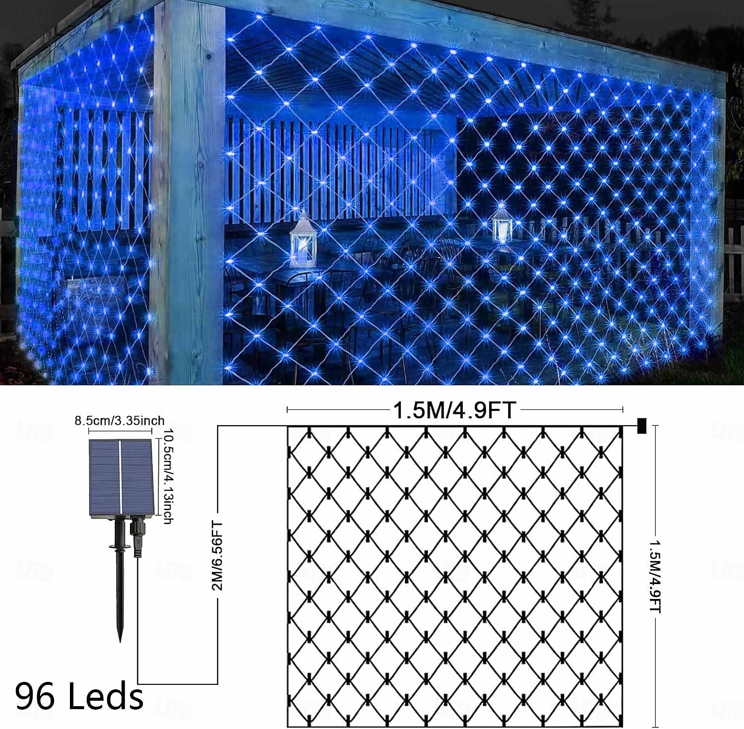 1 Pack  Solar Mesh Light Remote Control with Eight Functions for  and Festival Indoor and Outdoor Atmosphere Decoration Lights 1.5 * 1.5M-96LED/3 * 2M-192LED/6 * 4M-672LED 2026 - $38.41 –P9