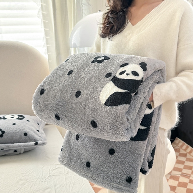 Couverture de lit en velours de coton avec motif panda - ultra douce et confortable pour un confort en toute saison - imprimé panda adorable et fantaisiste - parfait pour ajouter une touche de fun à votre chambre de 2025 ? $19.99 –P3