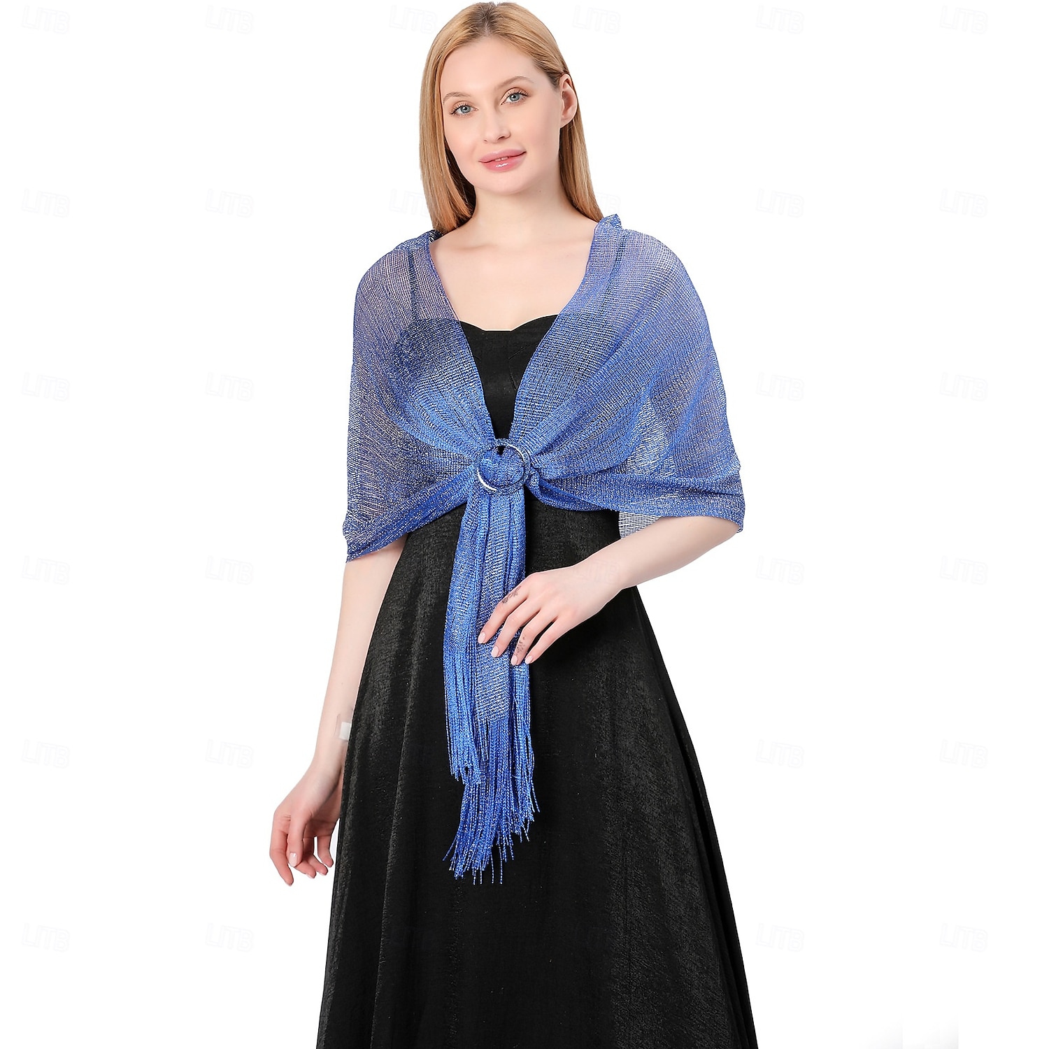 châle en soie or et argent avec boucle, groupe de mariée et demoiselle d'honneur, soirée dansante, robe de mariée, robe de soirée, châle pour femme de 2025 ? $22.99 –P9