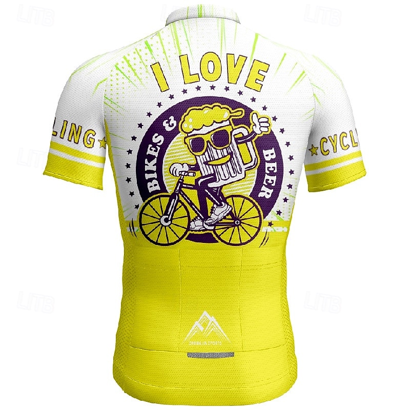 Homme Maillot de cyclisme Dessin animé Lettres & Chiffres Manche Courte Cyclisme T-shirt Maillot avec 3 poches arrière VTT Vélo tout terrain Séchage Rapide Design Anatomique Évacuation de l'Humidit de 2025 ? $30.99 –P10
