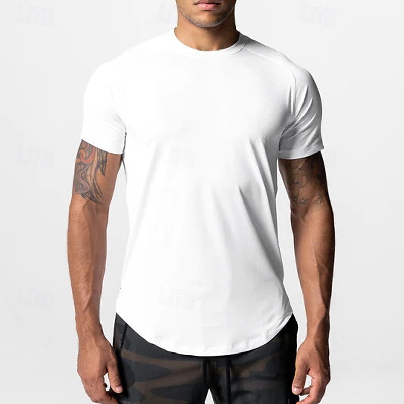 Муж. Футболка для бега Спортивная рубашка С короткими рукавами Футболка Футболка Повседневные Одежда для спорта и отдыха Однотонный Быстровысыхающий Мягкий Дышащий 2026 - $16.49 –P3