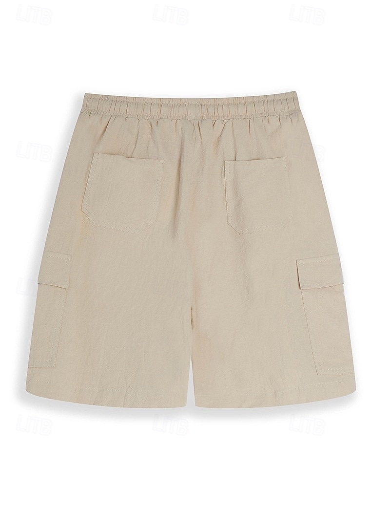 Men's Shorts Linen Shorts Summer Shorts Beach Shorts Drawstring Elastic Waist Multi Pocket Plain Knee Length Outdoor Beach Hawaiian Casual White 1 Green 1# Inelastic 2025 - $22.99 –P8