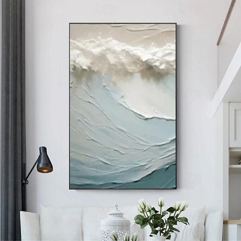 peinture à l'huile de vague faite à la main wabi sabi art mural peinture abstraite beige sur toile une paire de peinture à l'huile de texture beige art mural peinture abstraite neutre de l'océan art de 2025 ? $125.99 –P5
