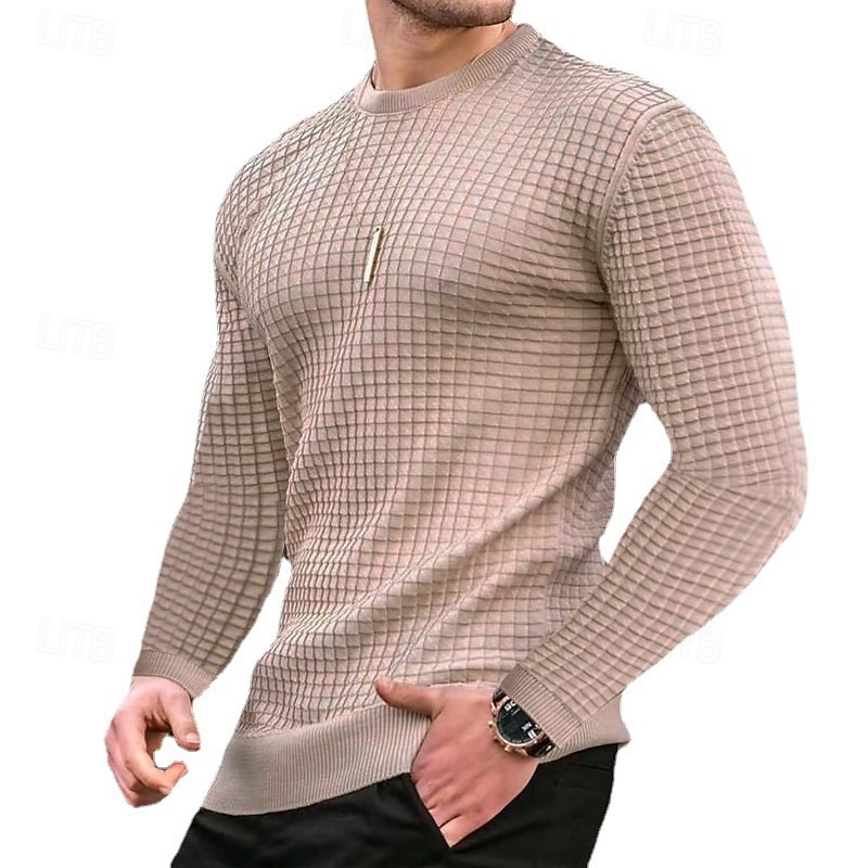 Bărbați Hanorca Hanorac Waffle Negru Alb Verde Militar Kaki Gri Închis Stil Nautic Simplu Striat Texturat Textură tricotată Sporturi & Exterior Zilnic Concediu Poliester Șic Stradă De Bază Casual 2026 - $18.99 –P17