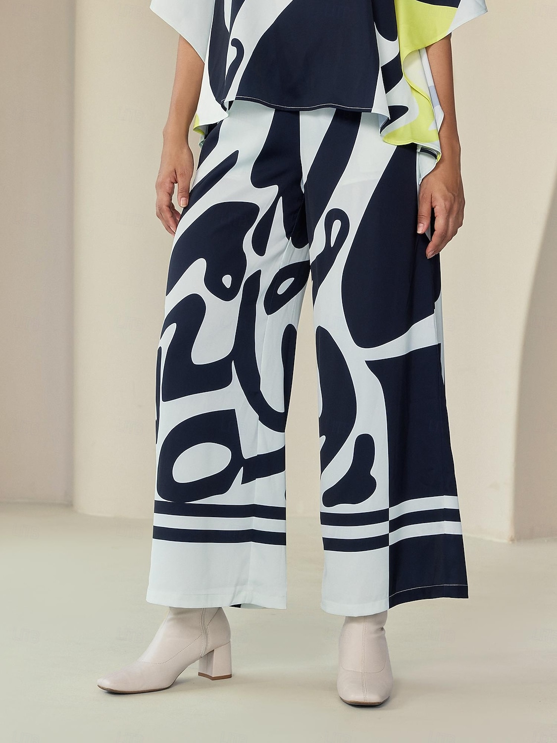 pantaloni da donna neri in raso gamba larga neutri casual quotidiani primavera autunno stagioni incrociate del 2025 a $72.99 –P5