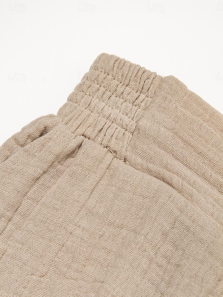 Femmes Taille EU / US Short en coton et lin Shorts amples Confort Longueur Genou Naturel Couleur Unie Cordon de serrage Conception à cordon élastique Respirant Léger Doux Non Elastique Vacances de 2025 ? $21.99 –P8