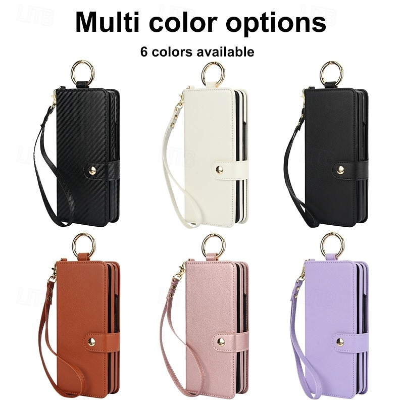 Phone Case For Samsung Galaxy Z Fold 7 Z Fold 6 Z Fold 5 Z Fold 4 Z Fold 3 Back Cover with Stand Holder with Wrist Strap Card Slot Retro TPU PU Leather 2025 - $35.99 –P1