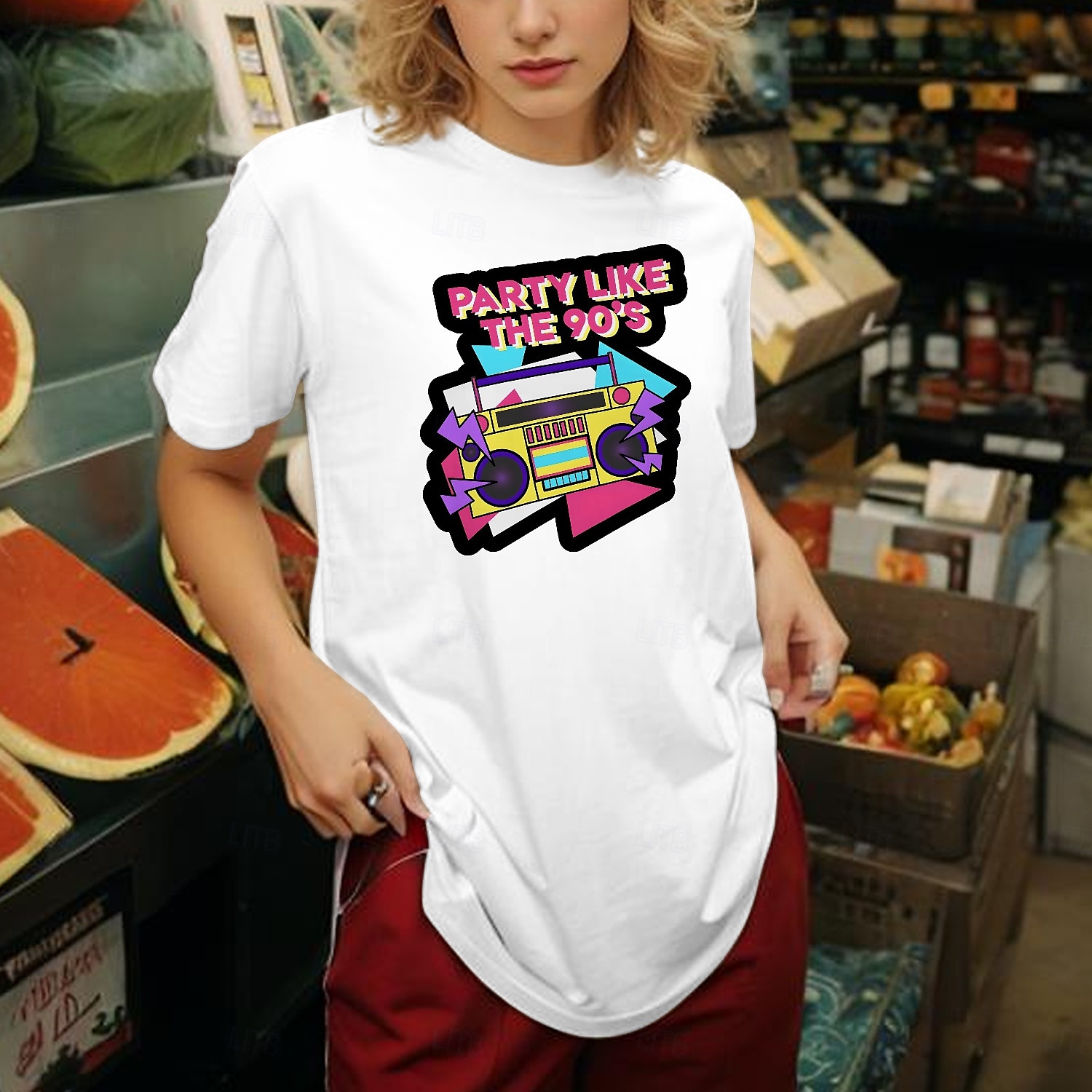 retro vintage tričko basic trička z 90. let pro dospělé dámské horké razítkové párty ležérní denní směs bavlny 2025 - $15.49 –P3
