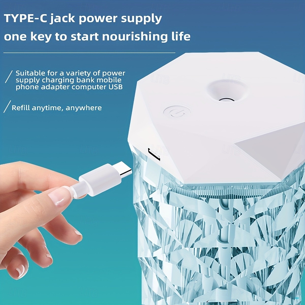 Crystal Clear Air Humidifier USB Night Light Air Humidifier Small Air Purifier Table Lamp Bedroom Desktop Humidifier Air Fresheners 1000ML 2025 - $25.99 –P2