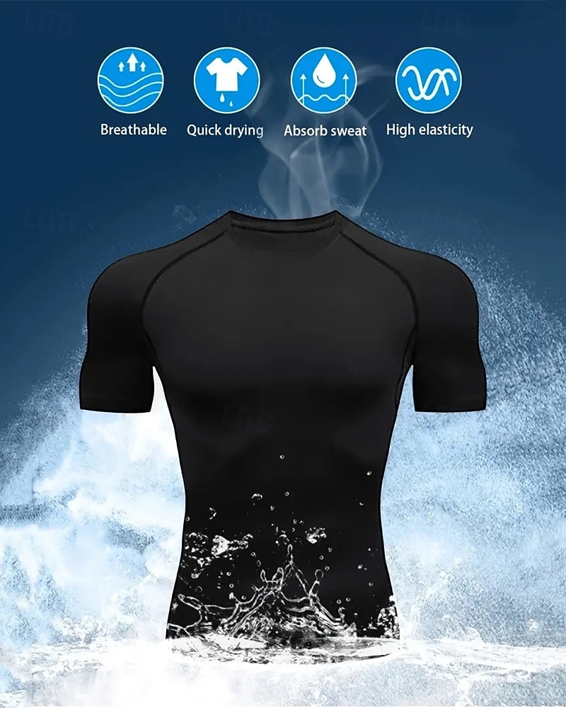 Per uomo Maglia a compressione Maglia atletica Maglietta da Palestra Maglietta Fitness Manica Corta Maglietta Casuale Athleisure Grafico Asciugatura Rapida Alta elasticità Compressione Traspirante del 2025 a $15.49 –P2