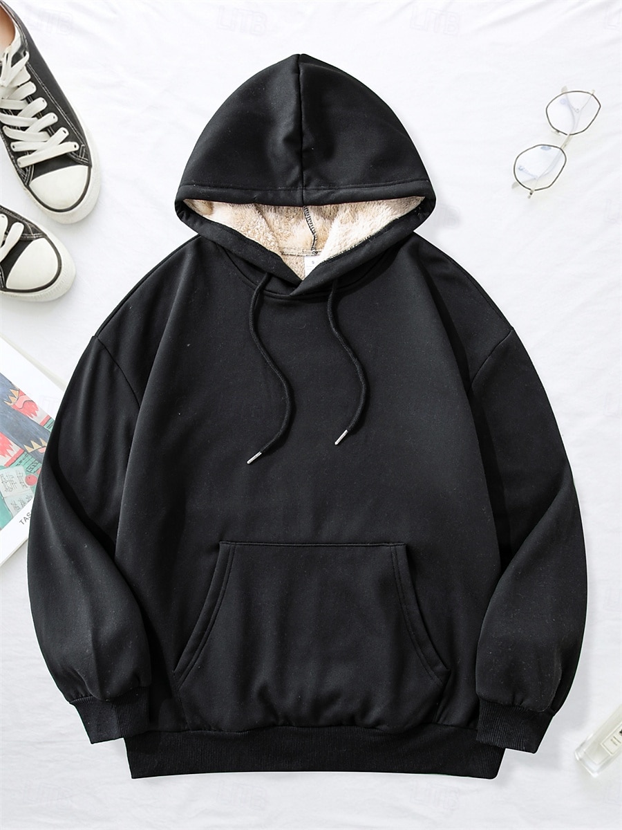 dámská mikina mikina fleece plain street denní nošení kapsa ležérní comfrt mikina s kapucí dlouhý rukáv mikroelastický podzim zima podzim & zimní comfrt prodyšná měkká tkanina 2025 - $36.99 –P12
