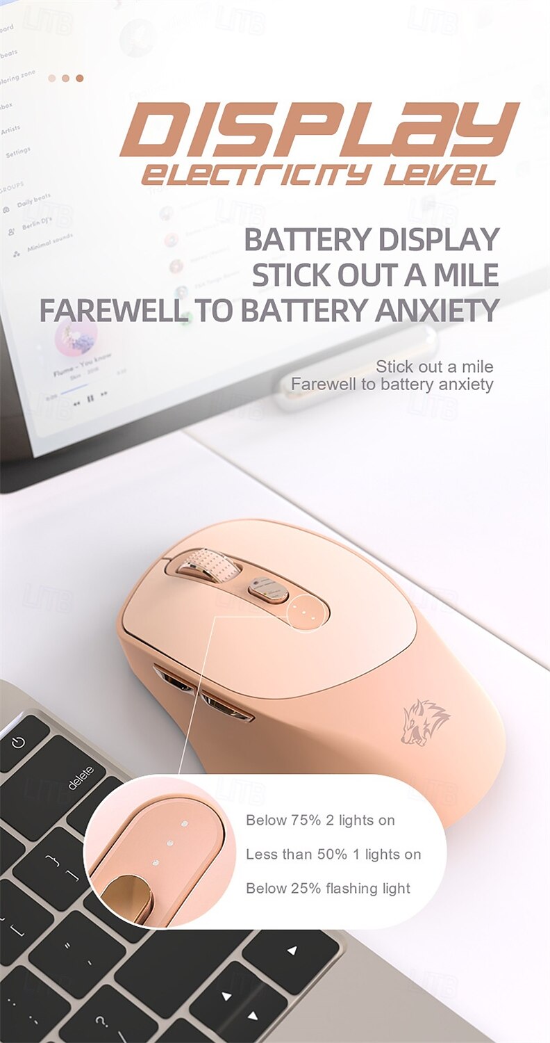 x7 oplaadbare draadloze Bluetooth-muismuizen met batterij-indicator 5 verstelbare dpi voor Windows Android Mac 2025 - $26.99 -P6