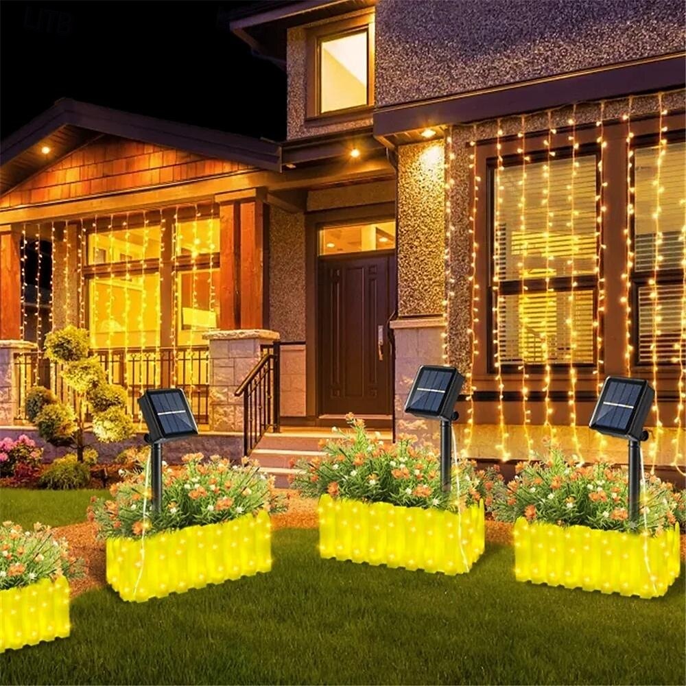 solcelledrevet lysende blomsterpotte lys balkong hage jul led lysende blomsterpotte til jul gårdsplass atmosfære dekorasjon 1 stk 2025 - $38.99 -P5