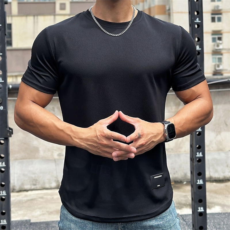 Homens Camiseta de Corrida Manga Curta Camiseta Casual Roupa Esportiva Respirável Secagem Rápida Macio Treino de Ginástica Corrida Caminhada Roupa de esporte Roupas Esportivas Cor Sólida Cinzento de 2025 por $10.39 –P8