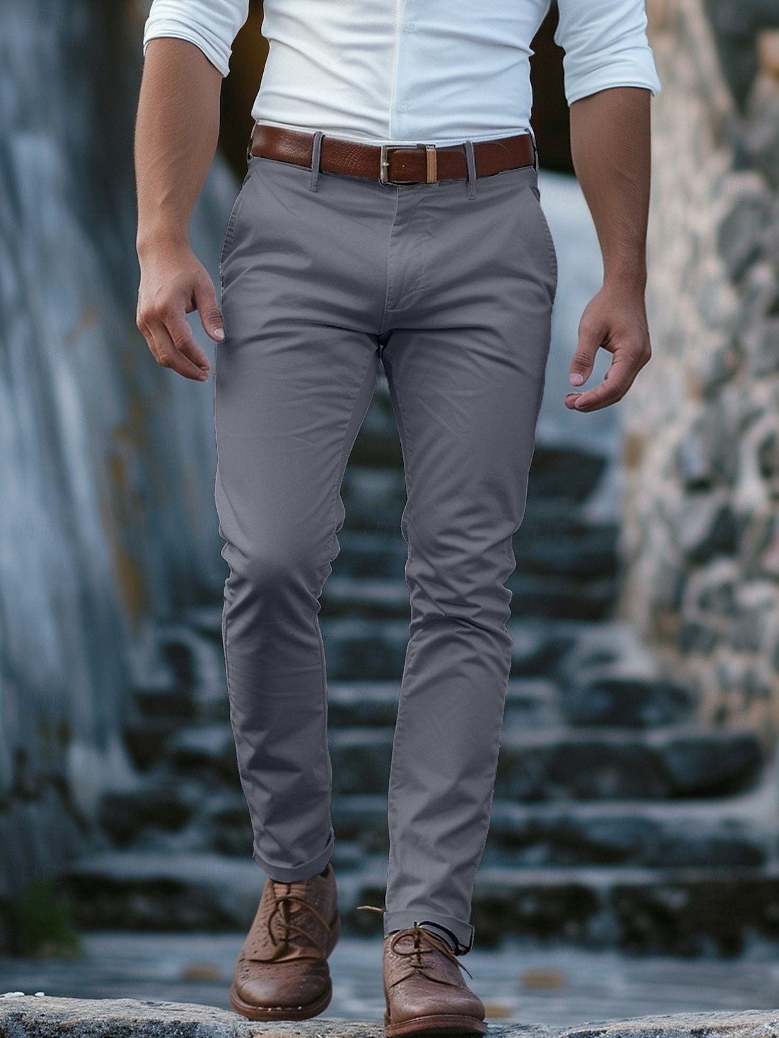 Herren Hose Chinos Chinohose Knöpfe Fronttasche Einfach Komfort Geschäft Täglich Ferien Mode Schick & Modern Schwarz Weiß Mikroelastisch 2026 - $31.99 –P10