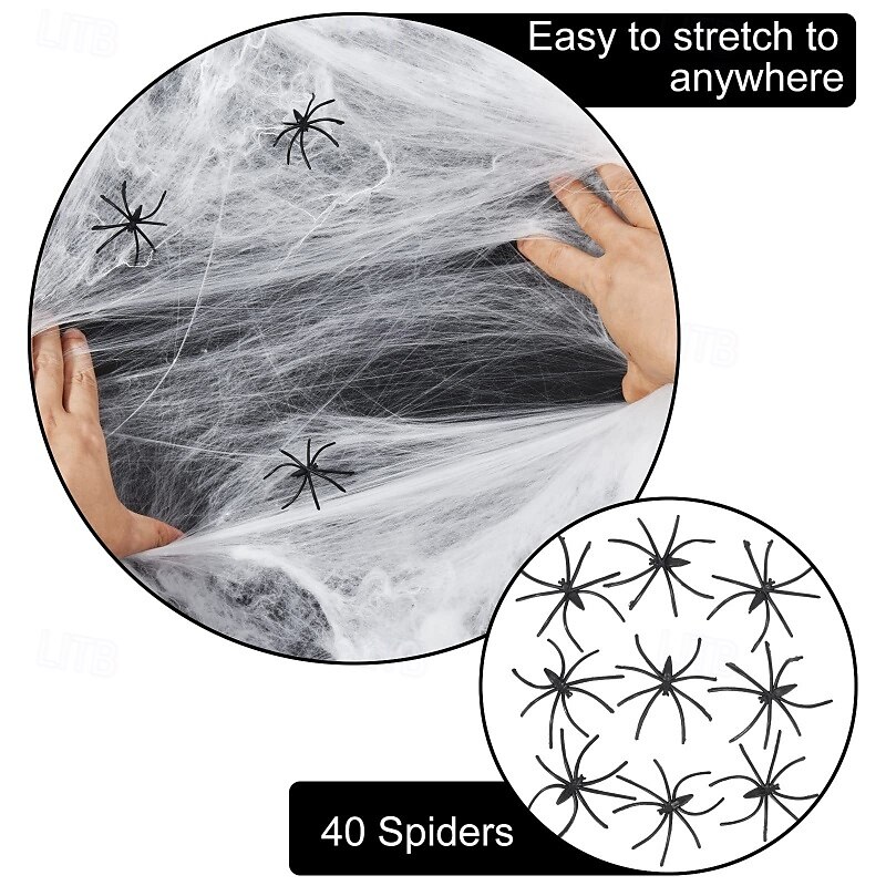 300 g halloween-dekorasjoner kunstig edderkoppnett stretchy spindelvev skummel fest halloween-dekorasjon for rekvisitter for bar hjemsøkt hus 2025 - $11.99 –P2