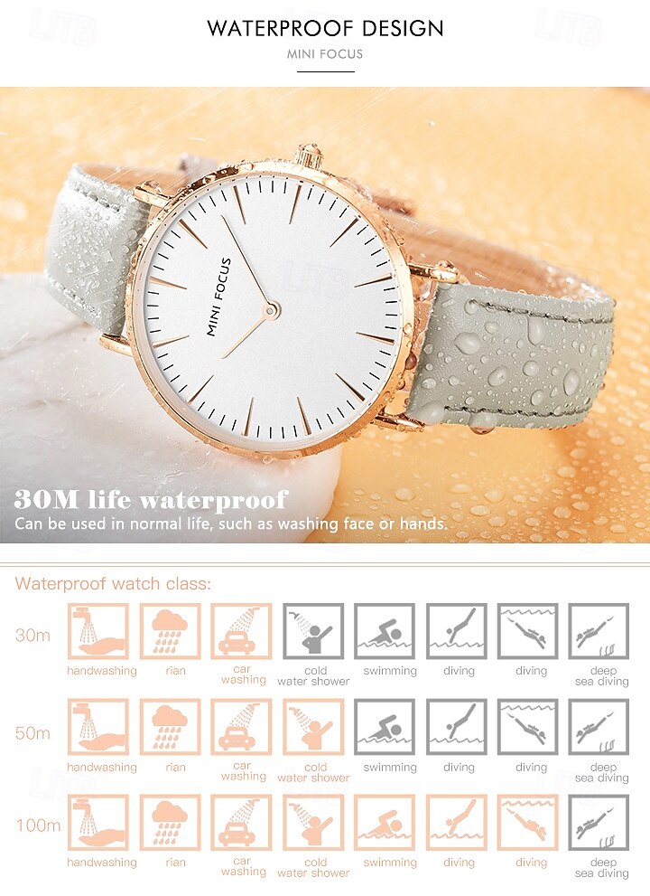 MINI FOCUS Women Quartz Watch Wrist Watch Creative Large Dial Waterproof Business Waterproof Leather Watch 2025 - $32.99 –P6