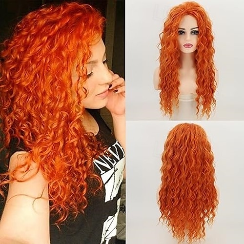 perruque longue bouclée ondulée pour femme marron avec reflets perruque bouclée cheveux ondulés lâches perruque synthétique sans colle résistante à la chaleur pour une utilisation quotidienne en de 2025 ? $20.99 –P4