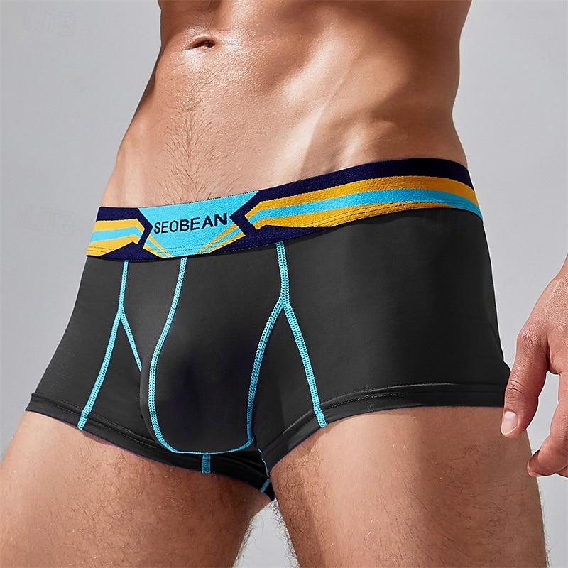 Herren 1 pc Unterwäsche Boxer Boxer-Shorts Nylon Atmungsaktiv Weich Komfortabel Farbblock Buchstabe Mittlere Hüfthöhe Schwarz Weiß 2025 - $10.49 –P20
