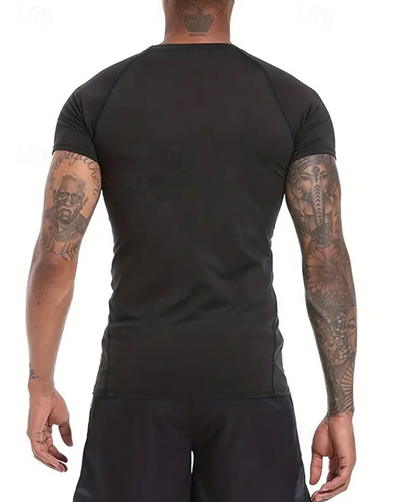 Муж. Компрессионная футболка Спортивная рубашка Фитнес-рубашка С короткими рукавами Футболка Футболка Повседневные Одежда для спорта и отдыха Буквы Быстровысыхающий Высокая растяжка Дышащий 2025 - $15.49 –P3