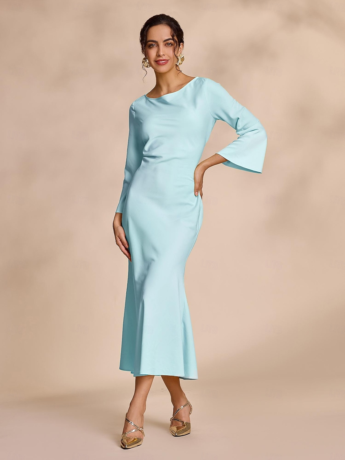 Dames Feestjurk Trompet- zeemeerminjurk Geel blauw Lange mouw Effen Kleur Gordijn Houder Lente Herfst Elegant Modieus XS S M 2025 - $99.99 -P9
