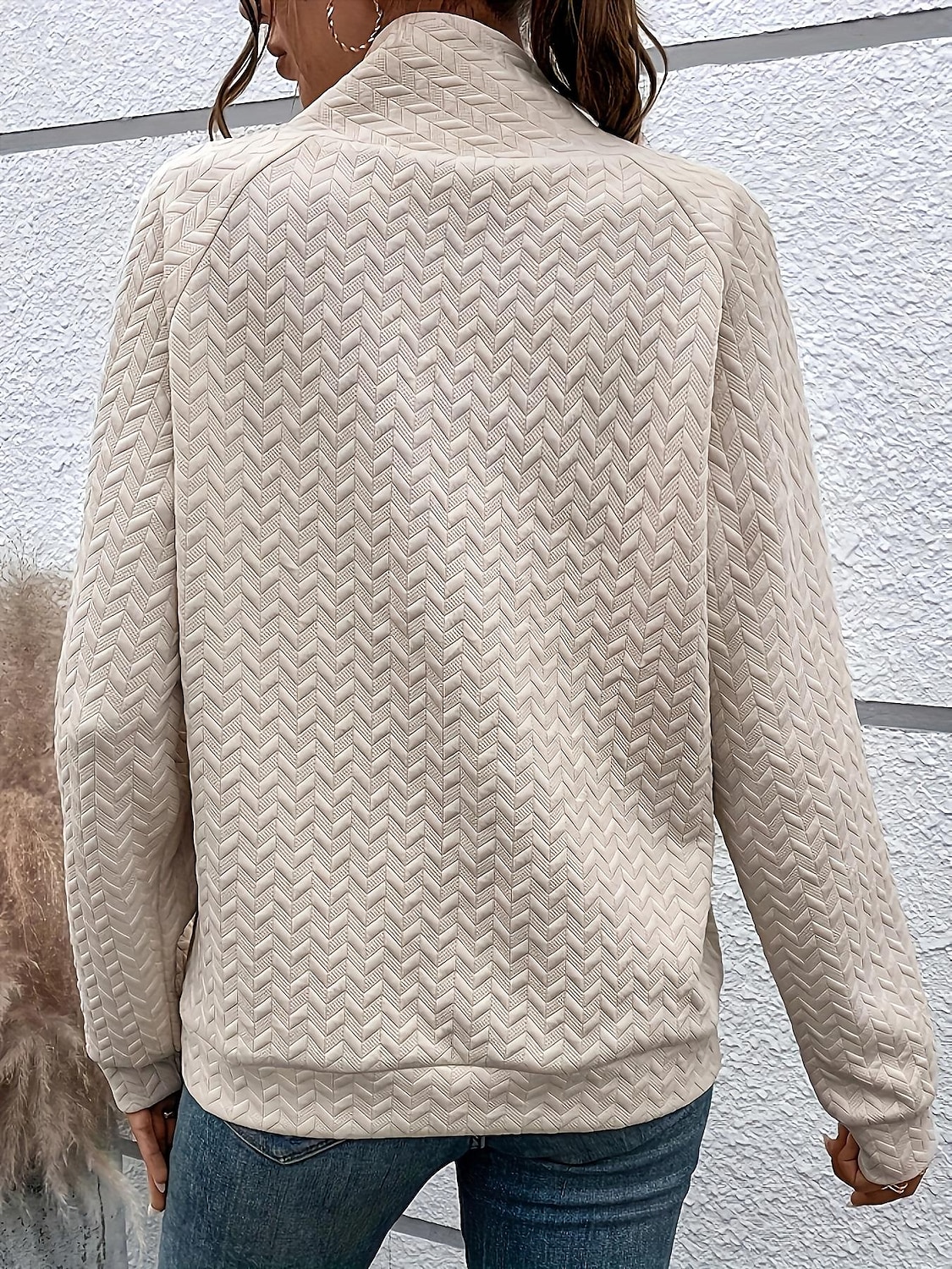 Dame عادي Mote Moderne Langermet Rullekrage Vanlige topper Arbeid Knapper Kakifarget Vår Høst Vinter 2025 - $39.99 –P2