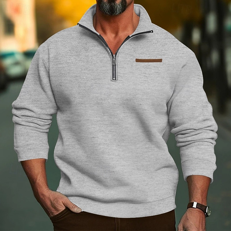 Per uomo Maglia Felpa con zip corta Aalbicocca Nero Bianco Vino Rosso Mezza zip Semplice Sport & Outdoor Quotidiano Ferie Poliestere Streetwear Essenziale Casual Autunno & Inverno Abbigliamento Felpe del 2026 a $28.99 –P9
