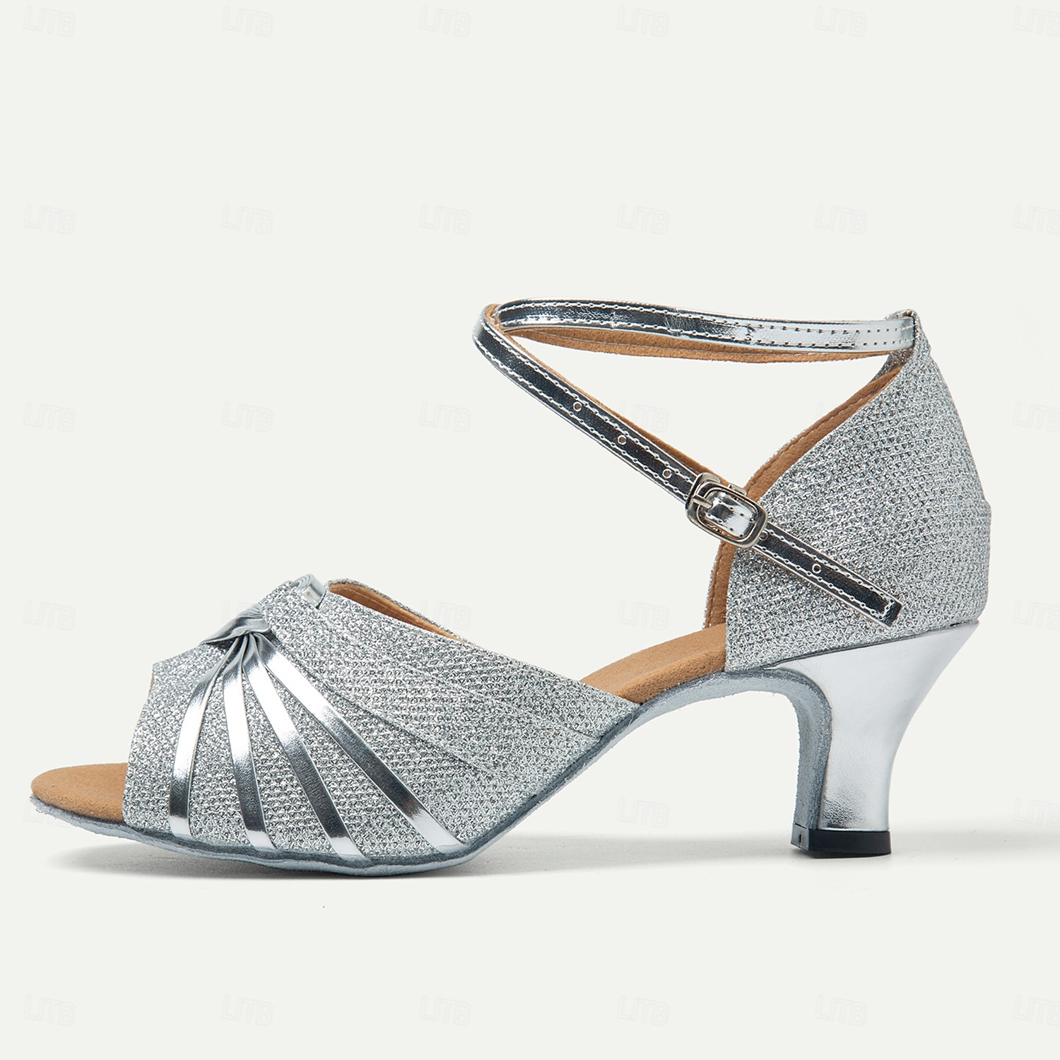 silberne Glitzer-Tanzschuhe für Damen mit überkreuzten Riemen und offener Zehenpartie – ideal für Gesellschafts- und lateinamerikanische Tänze 2025 - $29.99 –P3