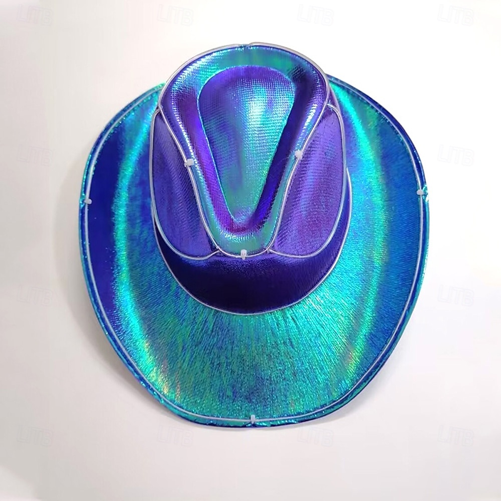 Cowgirl Hat Fedora Light Up Cowboy Hat Glowing Fedora Hat Glow In the Dark for Music Festivals Sparkly Glowing Cowboy Hat Versatile 2026 - $28.99 –P5