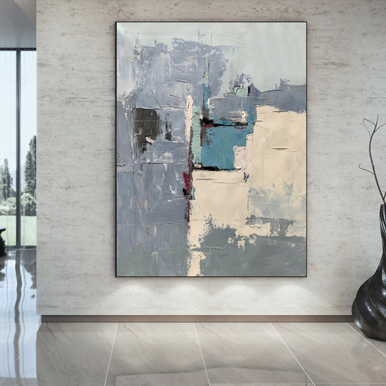 Ölgemälde handgefertigt handgemalt Wandkunst abstrakte Messer Malerei Landschaft grau Wohndekoration Dekor gerollt Leinwand kein Rahmen ungedehnt 2025 - $108.99 –P6