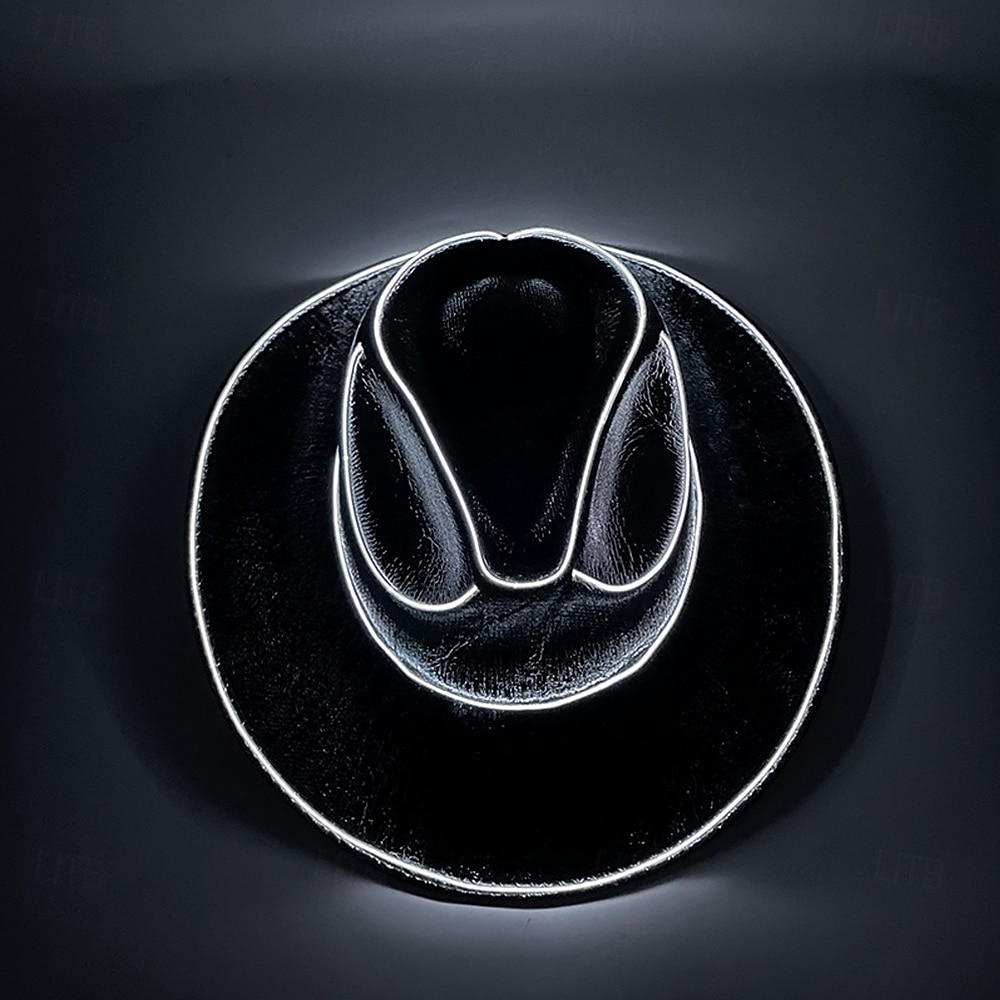 Cowgirl Hat Fedora Light Up Cowboy Hat Glowing Fedora Hat Glow In the Dark for Music Festivals Sparkly Glowing Cowboy Hat Versatile 2026 - $28.99 –P3