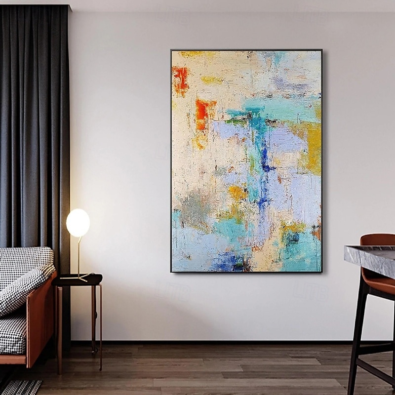 handgemaakt kleurrijk abstract olieverfschilderij op canvas groot handgeschilderd abstract getextureerd boho modern olieverfschilderij muurkunst op maat eigentijds minimalistisch kunstwerk voor 2025 - $125.99 –P7