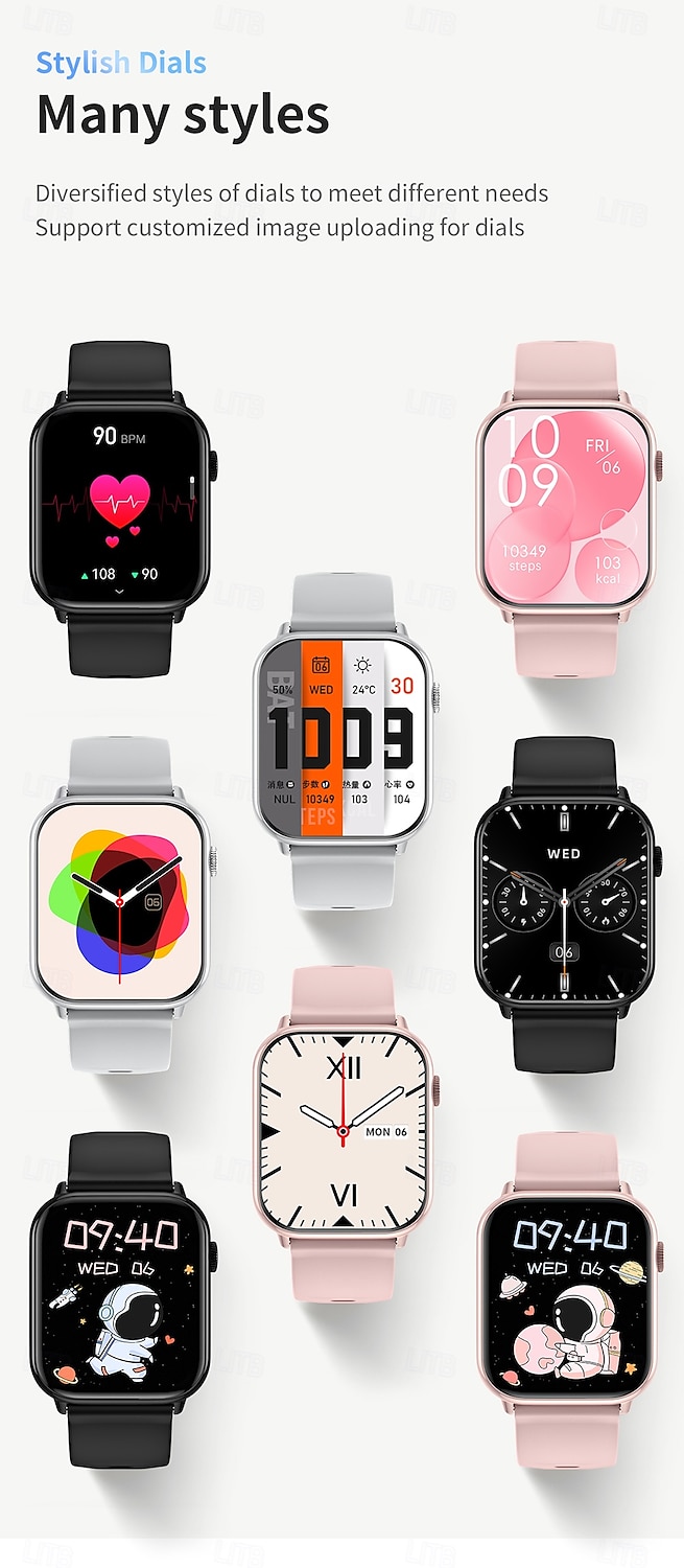 iMosi HD15 Smart Watch 1.75 inch Smartwatch Fitness Running Watch Bluetooth Pedometer Call Reminder Activity Tracker Compatible with Android iOS Women Men Hands-Free Calls Waterproof Media Control 2025 - $37.99 –P7