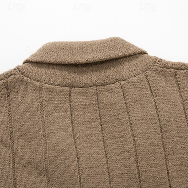 Herren Strickjacke Kurzer Pullover Zip Pullover Reißverschluss Strickpullover Gerippt Stricken Standard Knopf hoch Tasche Glatt Schalrevers Modisch Klassisch Freizeitskleidung Verabredung Bekleidung 2025 - $37.99 –P10