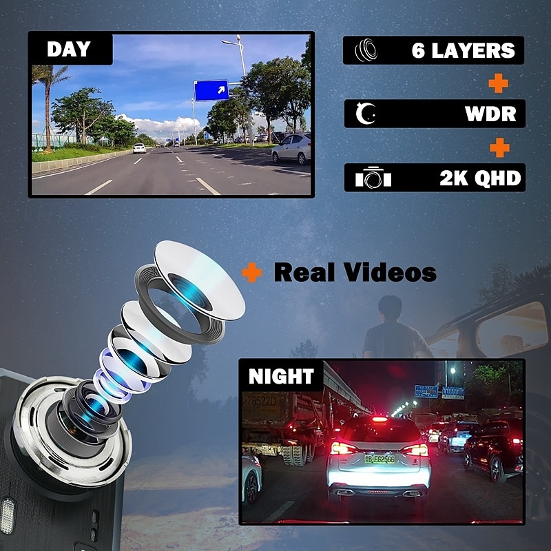 2025年 X9 1440P 新デザイン / HD / リアカメラ付き 車のDVR １７０度 広角の 4 インチ IPS ダッシュカム ととも​​に WIFI / ナイトビジョン / G-Sensor 4 赤外線LED カーレコーダー  コレクション – $96.99 –P3