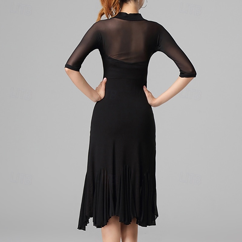 Dans Latin Rochie Franjuri Culoare Pură Despicare Pentru femei Performanță Antrenament Manșon Jumate Înalt Poliester 2025 - $44.99 –P3