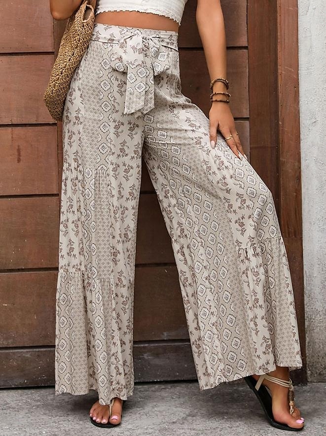 Women's Pants Trousers Fashion Streetwear Full Length High Waist Solid Color Color Block Pocket Bowknot Comfort Breathability Soft Micro-elastic Vacation Street Daily Apricot Black Red Blue Fall 2025 - $32.99 –P3