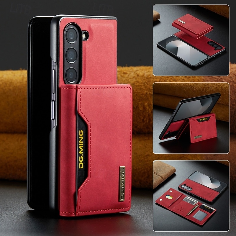 telefone Capinha Para Samsung Galaxy Dobra Z 7 Dobra Z 6 Z Fold 5 Z Fold 4 Z Fold 3 Capa traseira Com Suporte Destacável Magnética Retro TPU PC Couro PU de 2025 por $18.99 –P1