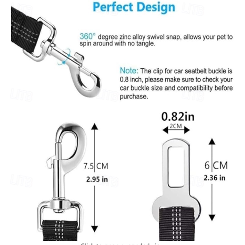 Dog Seat Belt for Cars Adjustable, Elastic Bungee, Strong Car Dog Harness, 360° Swivel Attach, Durable Dog Car Seat Belt 2025 - $13.99 –P3