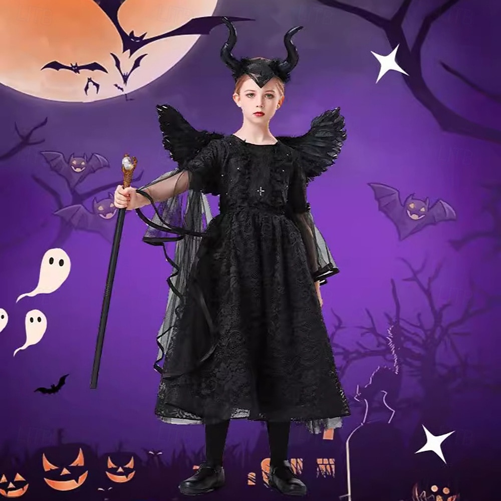 Čerodějnice Zlý Valpuržina noc Šaty Cosplay kostým Dětské Dívčí cosplay Výkon Párty předvečer Všech svatých Karneval Plesová maškaráda Jednoduchý karnevalový kostým 2025 - $66.99 –P2