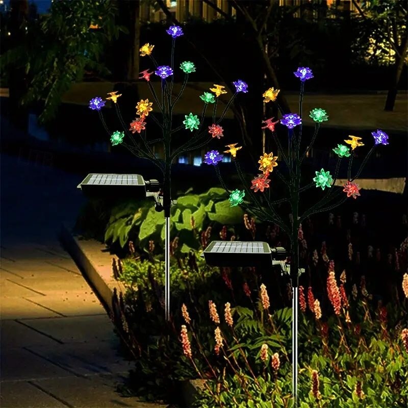 luci solari da giardino esterne 20 led luci decorative solari a forma di loto 8 modalità di illuminazione luci solari impermeabili per esterni luci solari da giardino per prato (colorate) 1/2 pezzi del 2025 a $24.99 –P3