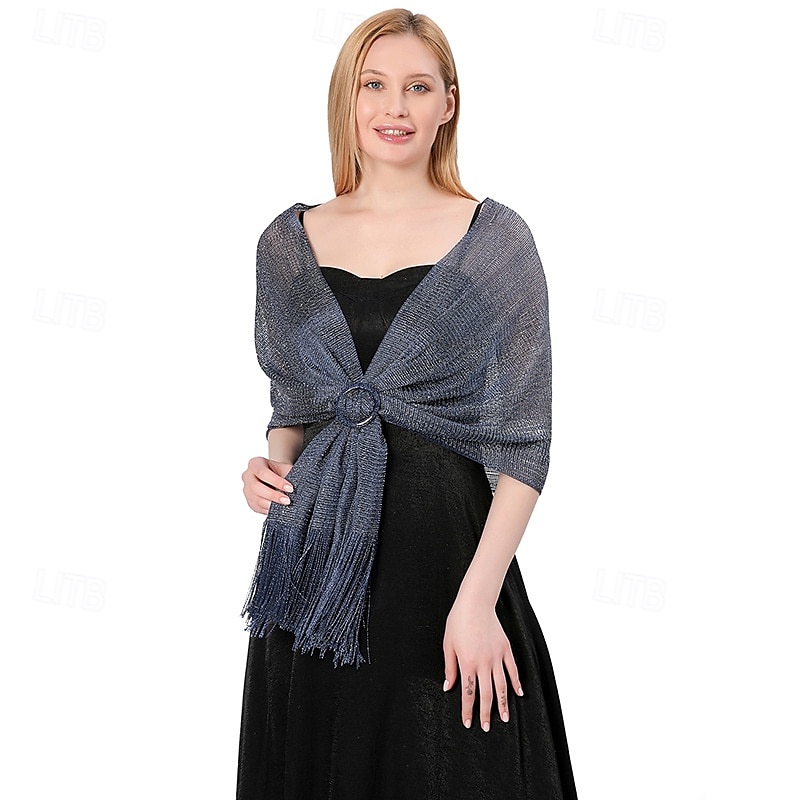 châle en soie or et argent avec boucle, groupe de mariée et demoiselle d'honneur, soirée dansante, robe de mariée, robe de soirée, châle pour femme de 2025 ? $22.99 –P17