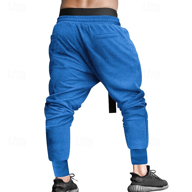 Men's Sweatpants Joggers Trousers Casual Pants Waffle Pants Drawstring Elastic Waist Plain Comfort Soft Full Length Sports Outdoor Daily Fashion Streetwear Black Blue 2025 - $23.99 –P6