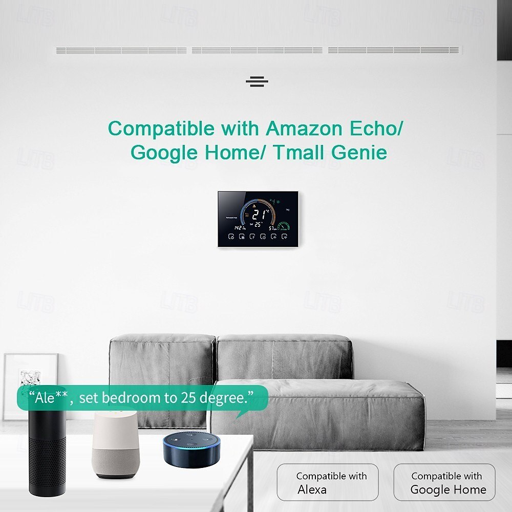Termostato programable para controlar el calentamiento de agua, hogar inteligente, pantalla LCD negativa, termostato de ambiente redondo con wifi 2025 - $103.99 –P5