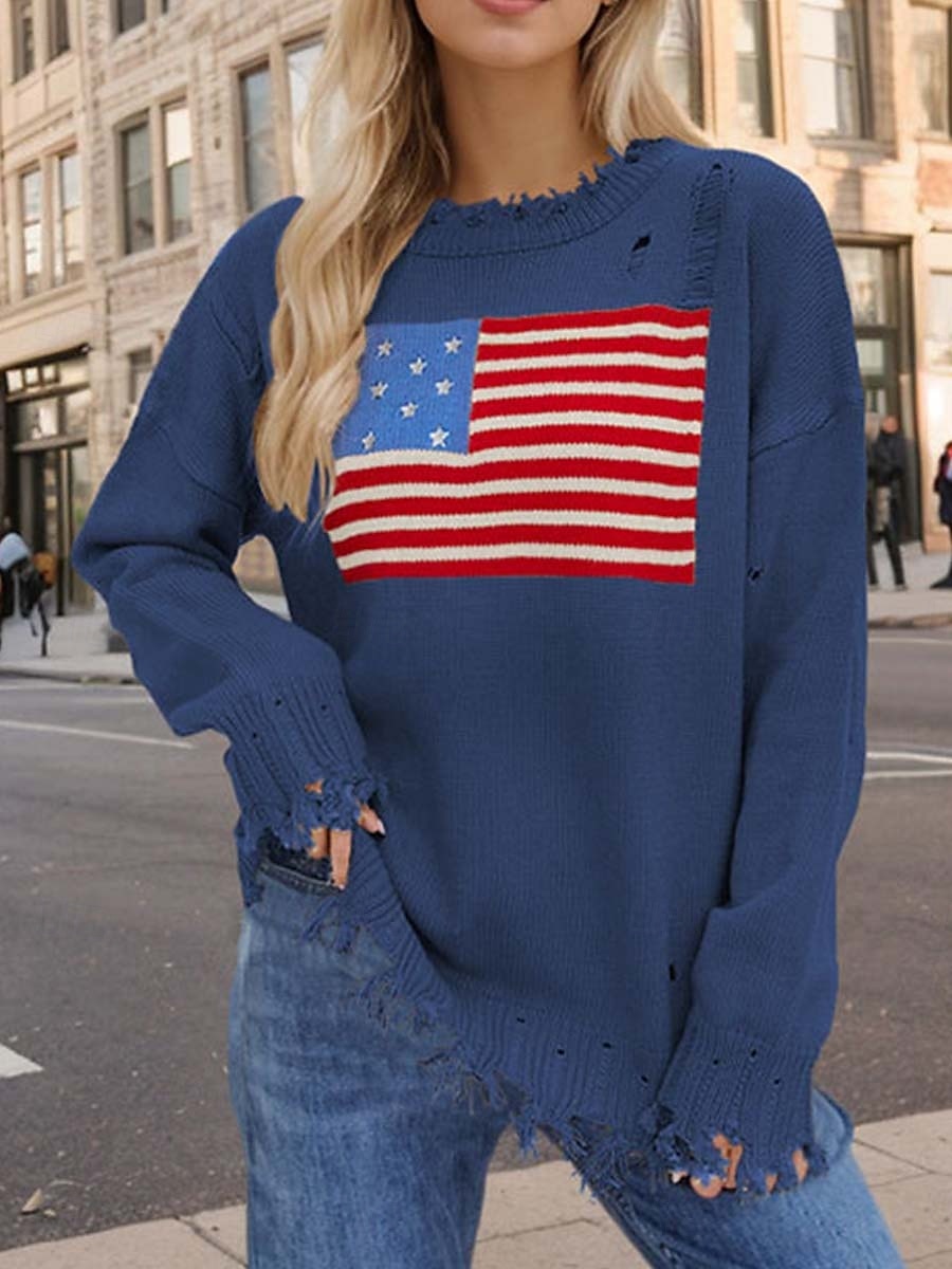 Femme Pull Chandail mode Décontractées Couleur unie Col Ras du Cou Imprimer Épaule tombante manche longue Hauts longs Tricoter du quotidien Sortie bleu marine Beige Automne Hiver de 2025 ? $67.99 –P5