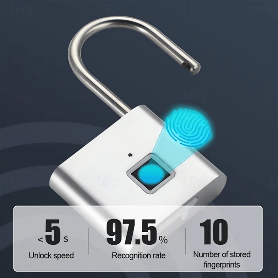 Fingerprint Lock Keyless Waterproof Anti-Theft Smart Lock Fingerprint Padlock Zinc Alloy Intelligent Safety Electronic DoorLock 2025 - $28.99 –P6